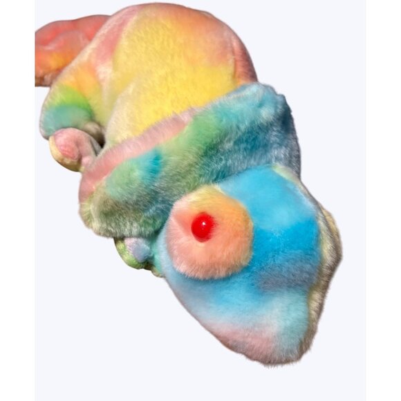 Ty Beanie Buddies Rainbow Chameleon Plush 1999 Colorful Tie-Dye Animal - Picture 6 of 16